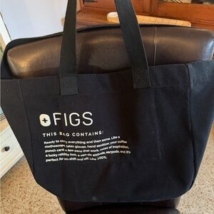 Figs Black Canvas Tote with White Logo